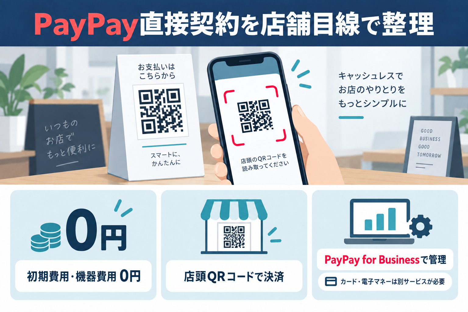 PayPay直接契約の初期費用・店頭QRコード・管理方法の概要