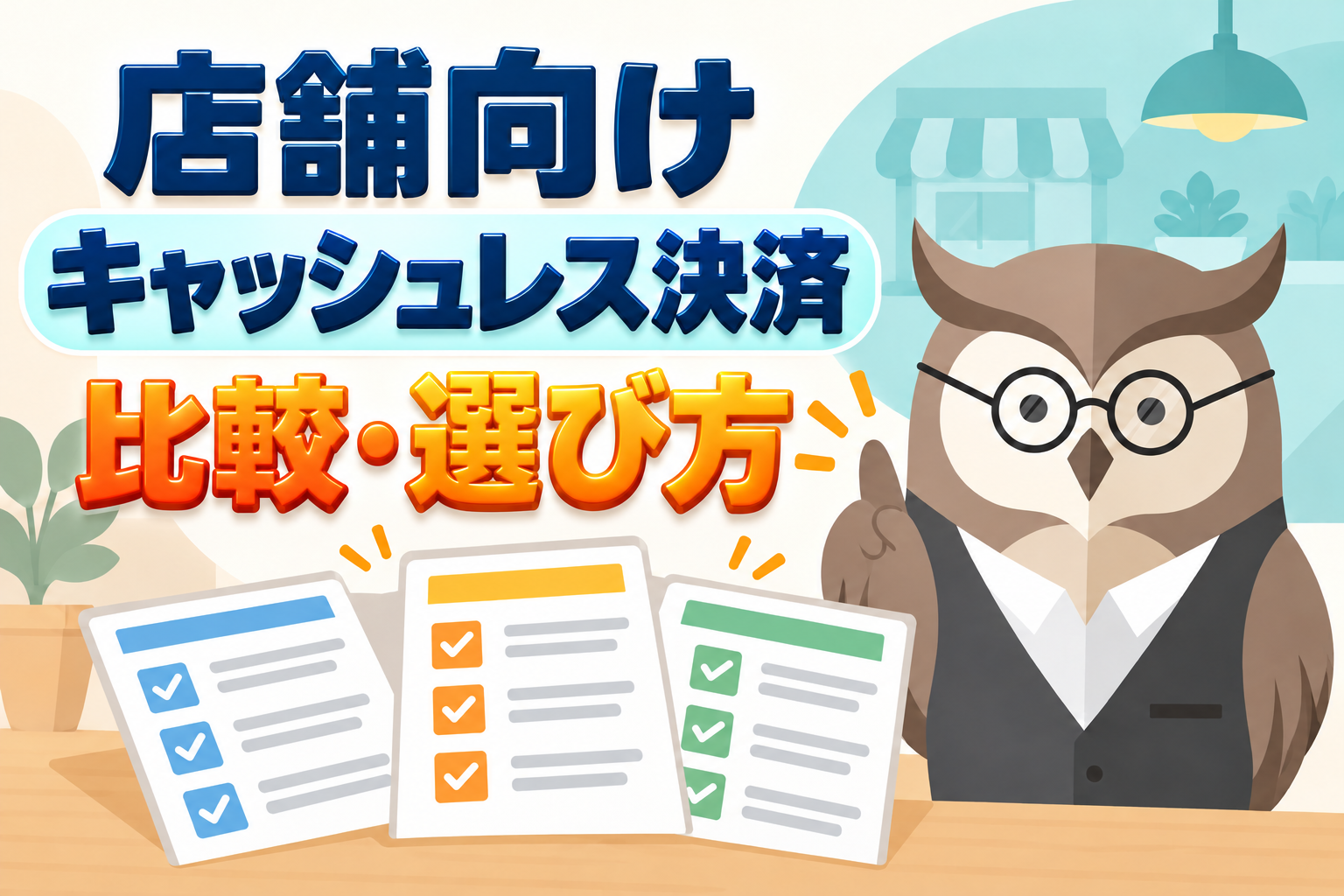 店舗向けキャッシュレス決済の比較・選び方を案内するフクさん