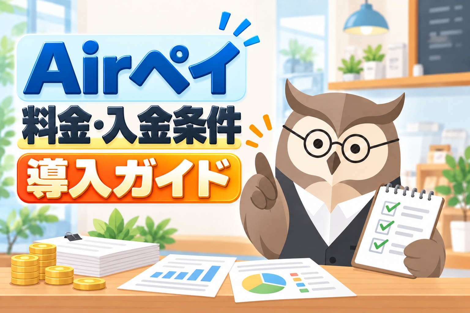 Airペイの料金・入金条件と注意点｜店舗向け導入ガイドを紹介するペイセンのオリジナルイラスト
