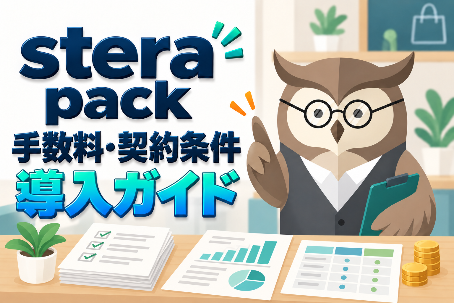 stera packの手数料と契約条件｜1.98%が適用される店舗を確認を紹介するペイセンのオリジナルイラスト