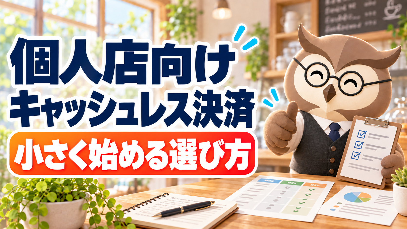 個人店のキャッシュレス決済｜小さく始める比較と費用の考え方を紹介するペイセンのオリジナルイラスト