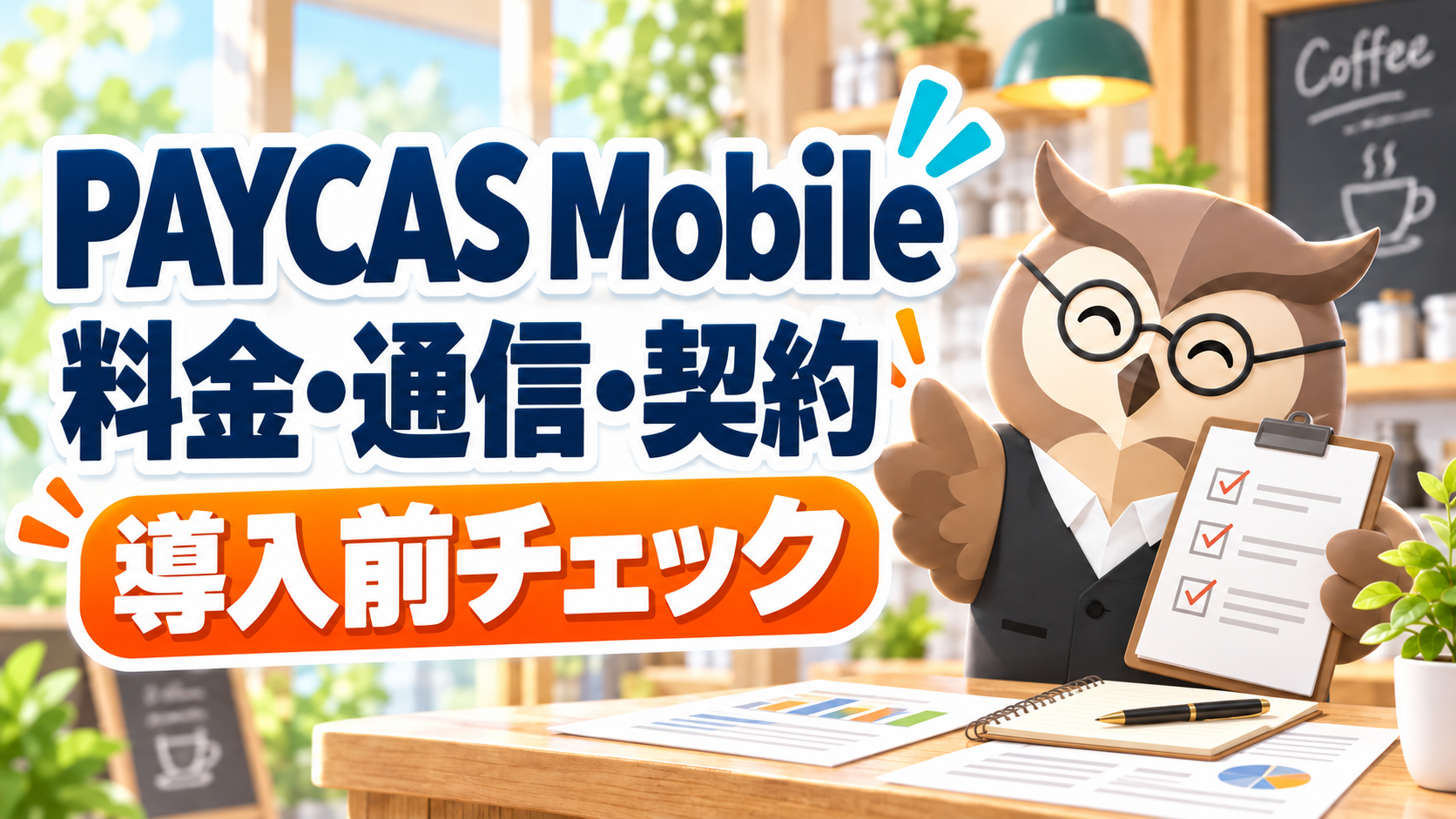 PAYCAS Mobileの導入前チェック｜料金・通信・契約条件を紹介するペイセンのオリジナルイラスト
